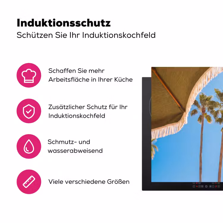 Parasol - Groen - Franjes - Zomer - Tropisch Inductie beschermer vinyl 3mm middel -zzzzzzz-lf-ups