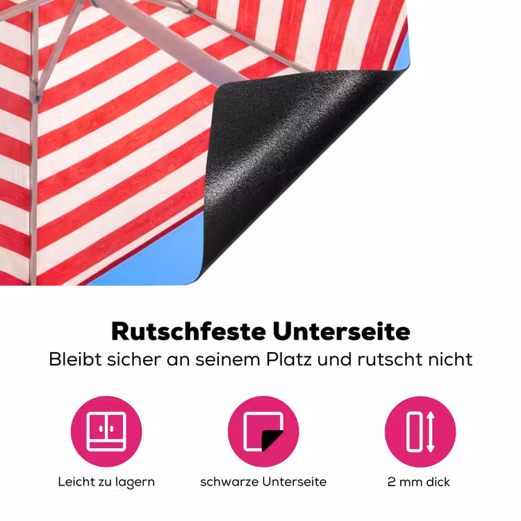 Parasol - Strepen - Zomer - Rood - Blauw Inductie beschermer vinyl 3mm middel -zzzzzzz-lf-onderkant