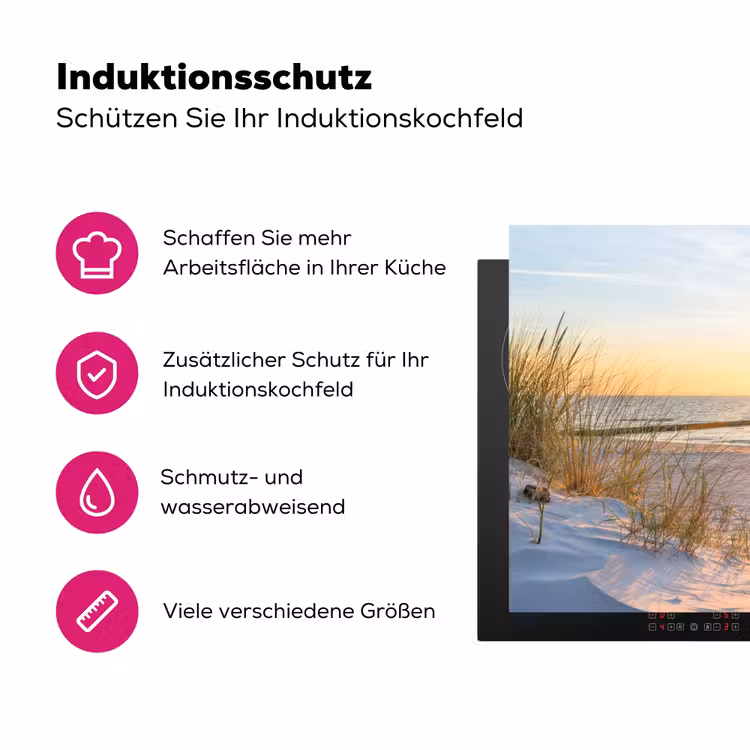 Strandzonsondergang met Helmgras Inductie beschermer vinyl 3mm klein -zzzzzzz-lf-ups
