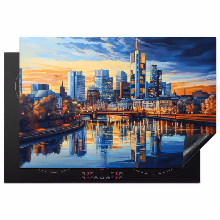 Zonsondergang Frankfurt - Stad - Skyline - Water Inductie beschermer vinyl 3mm klein -3d
