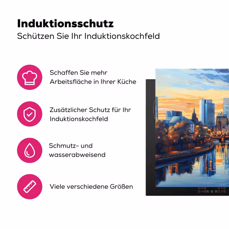 Zonsondergang Frankfurt - Stad - Skyline - Water Inductie beschermer vinyl 3mm klein -zzzzzzz-lf-ups