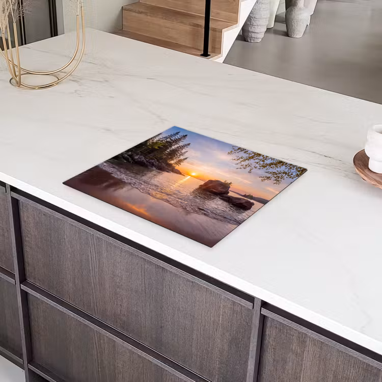 Zonsondergang - Kust - Water - Natuur - Oranje Inductie beschermer vinyl 3mm middel -sfeer8