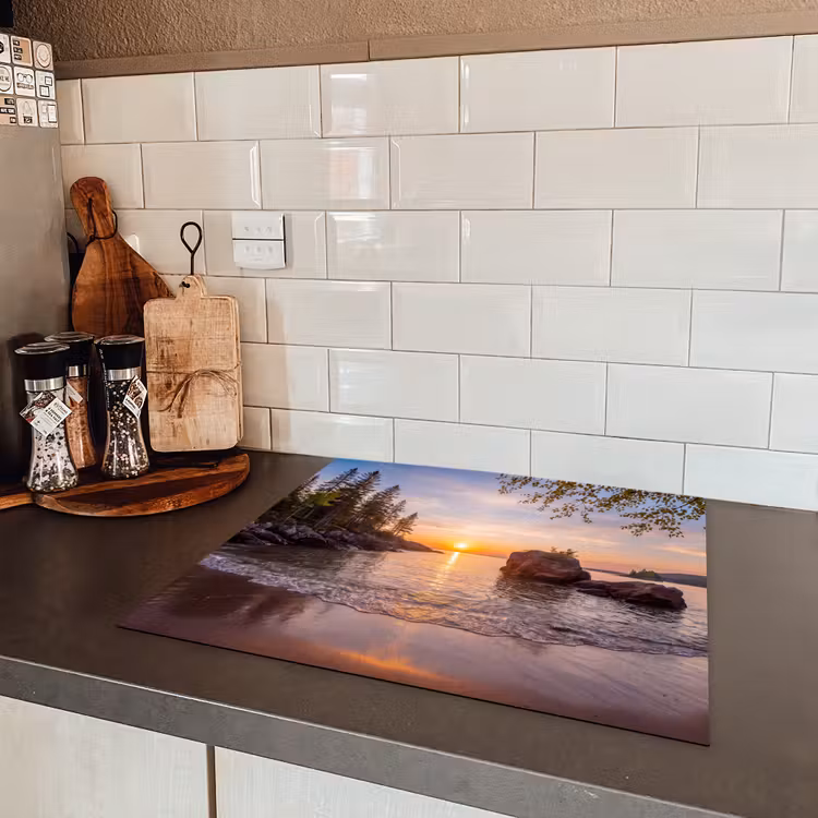 Zonsondergang - Kust - Water - Natuur - Oranje Inductie beschermer vinyl 3mm middel -sfeer3
