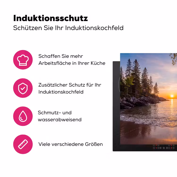 Zonsondergang - Kust - Water - Natuur - Oranje Inductie beschermer vinyl 3mm middel -zzzzzzz-lf-ups