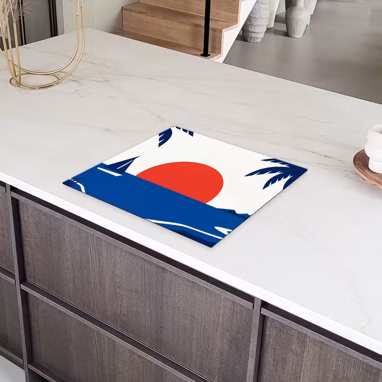 Zonsondergang - Zee - Palmboom - Tropisch - Modern Inductie beschermer vinyl 3mm middel -sfeer8