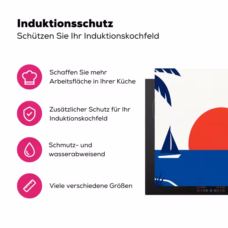 Zonsondergang - Zee - Palmboom - Tropisch - Modern Inductie beschermer vinyl 3mm middel -zzzzzzz-lf-ups
