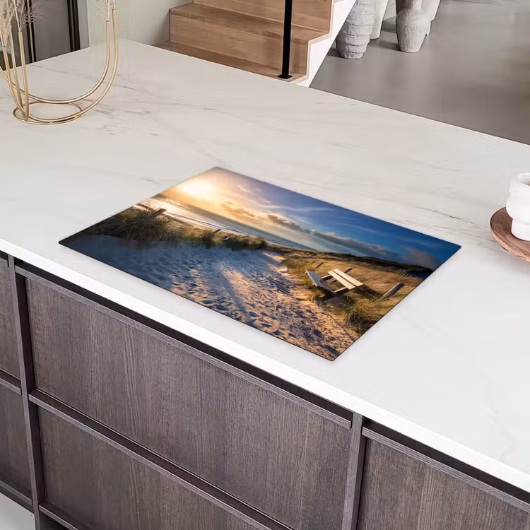 Zonsondergang - Strand - Duin - Gras - Bank Inductie beschermer vinyl 3mm klein -sfeer8
