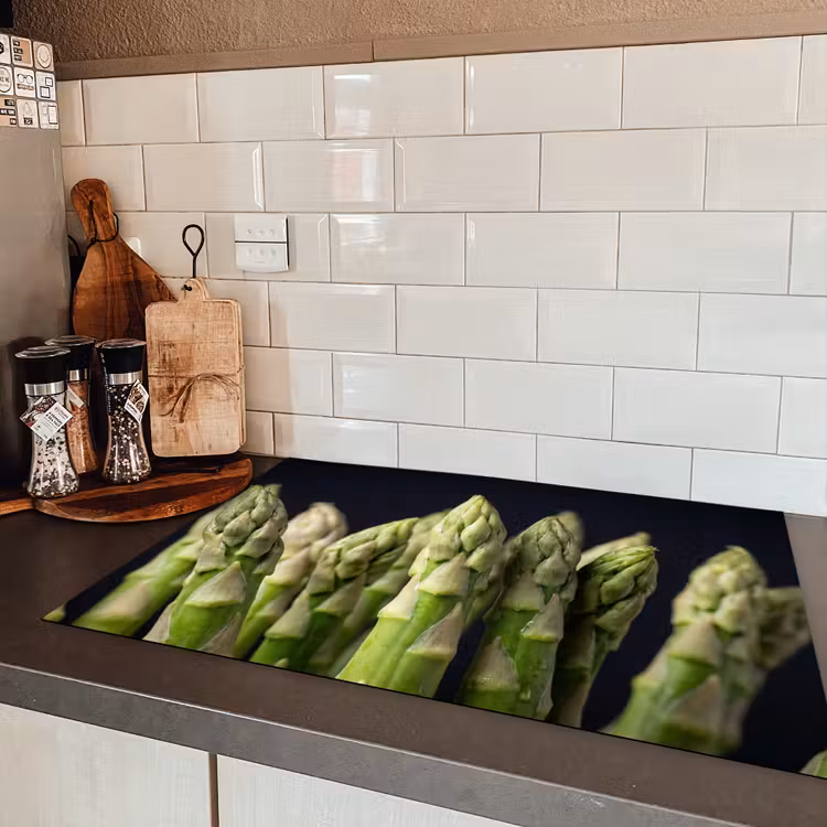 Asperges - Groen - Zwart Inductie beschermer vinyl 3mm klein -sfeer3