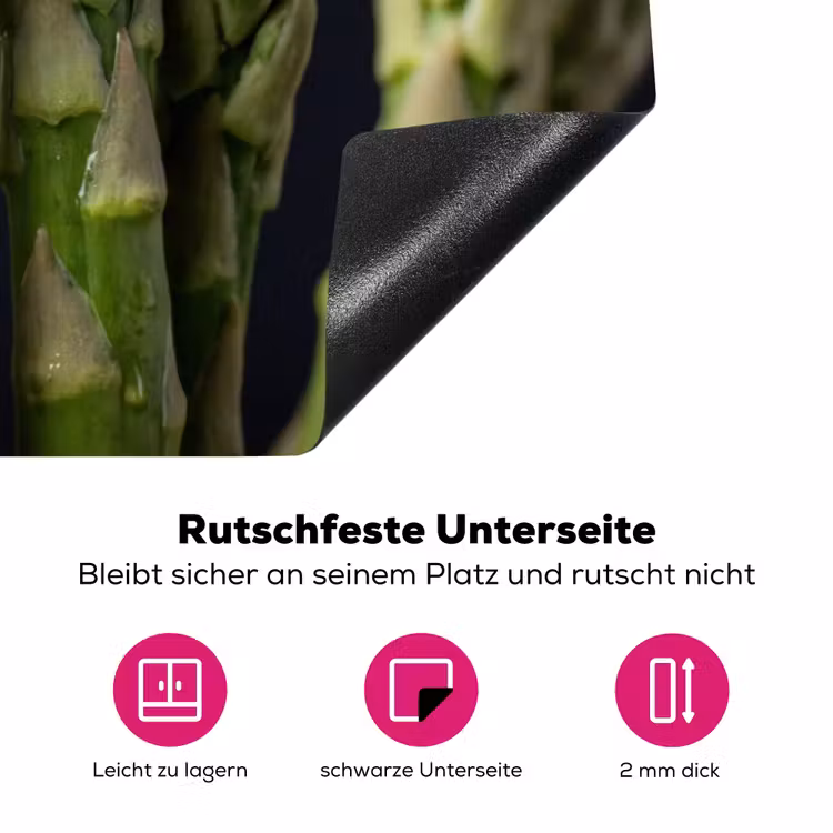 Asperges - Groen - Zwart Inductie beschermer vinyl 3mm klein -zzzzzzz-lf-onderkant