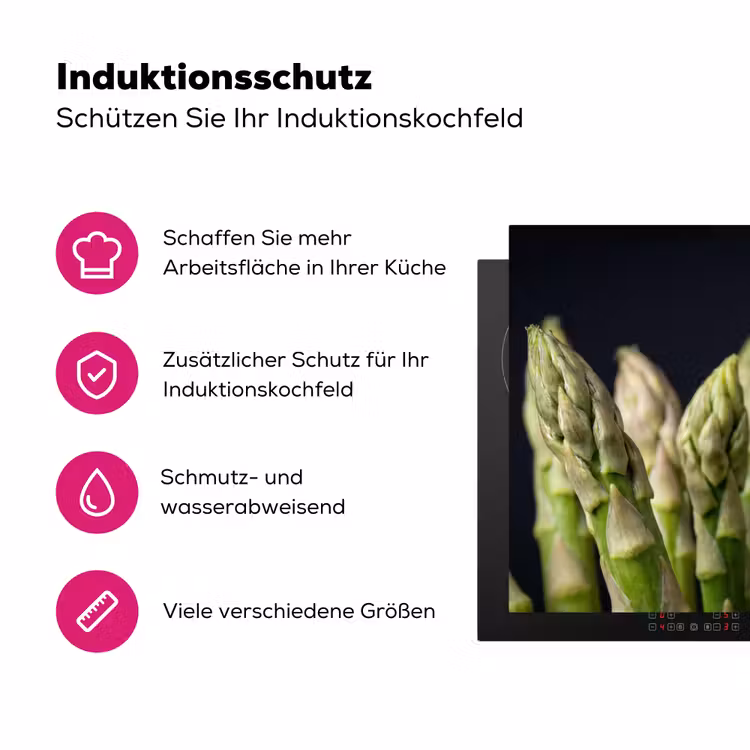 Asperges - Groen - Zwart Inductie beschermer vinyl 3mm klein -zzzzzzz-lf-ups