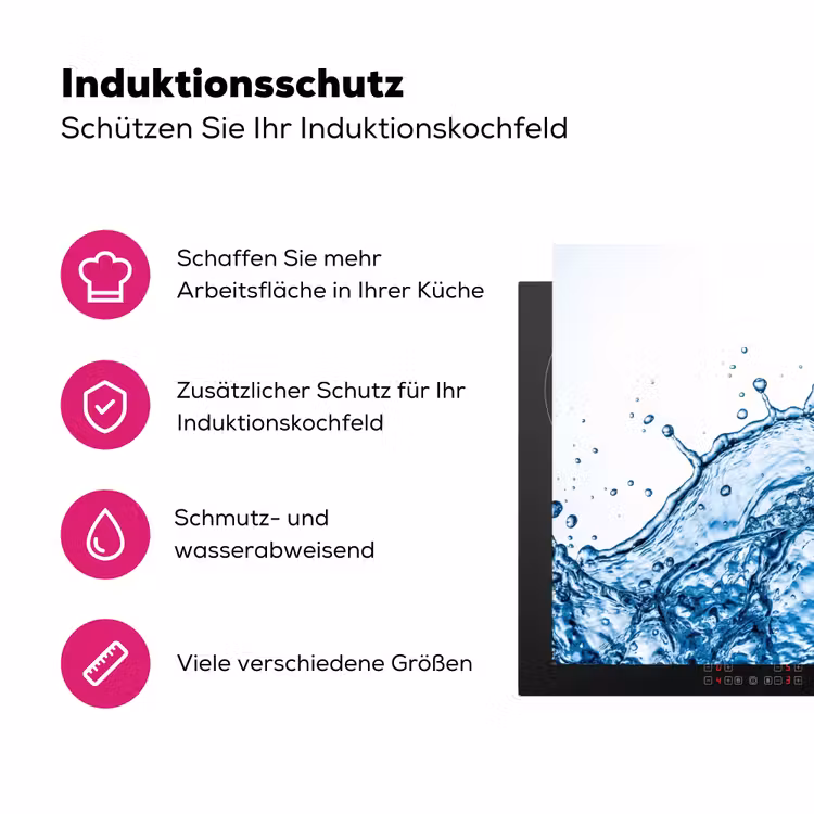 Spash - Water - Blauw Inductie beschermer vinyl 3mm klein -zzzzzzz-lf-ups