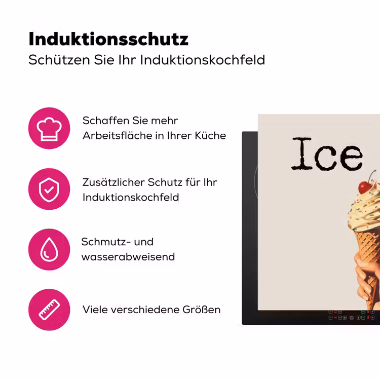 Ice cream - Softijs - Kleurrijk - Kers Inductie beschermer vinyl 3mm klein -zzzzzzz-lf-ups