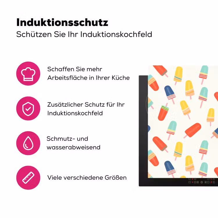 IJsjes - Speels - Kleurrijk Inductie beschermer vinyl 3mm klein 276 -zzzzzzz-lf-ups