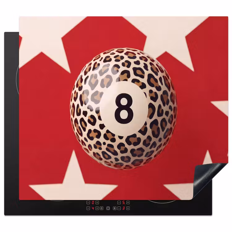 Spel - Dierenprint - Nummer 8 - Modern - Rood Inductie beschermer vinyl 3mm middel -3d