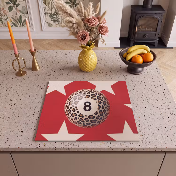 Spel - Dierenprint - Nummer 8 - Modern - Rood Inductie beschermer vinyl 3mm middel -sfeer3