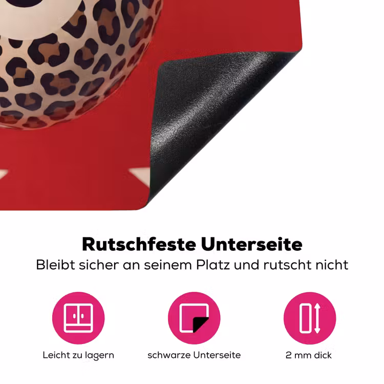 Spel - Dierenprint - Nummer 8 - Modern - Rood Inductie beschermer vinyl 3mm middel -zzzzzzz-lf-onderkant
