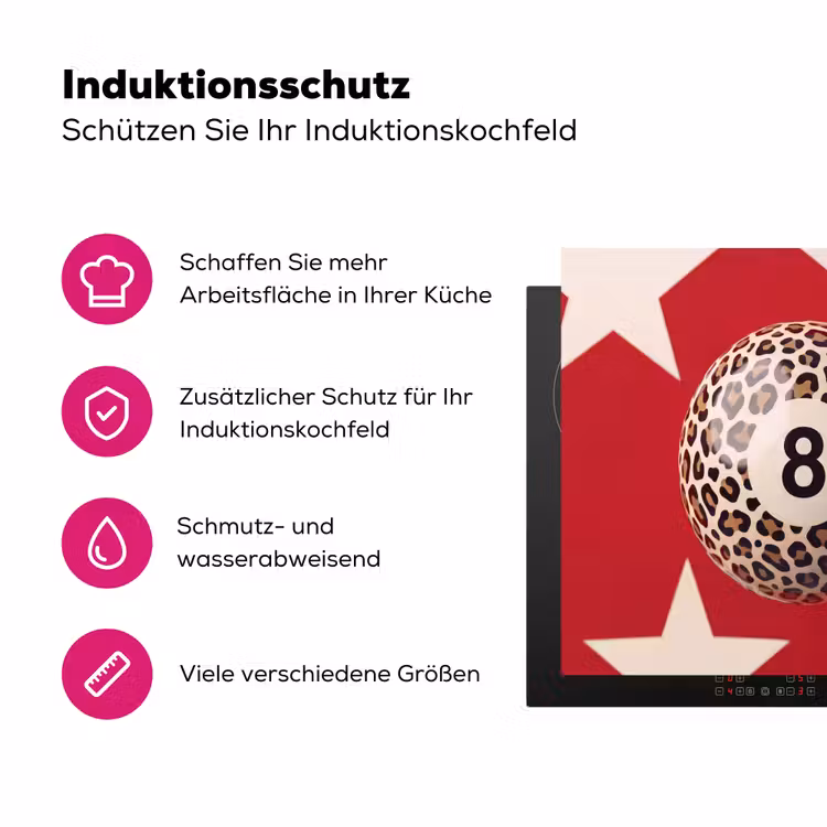 Spel - Dierenprint - Nummer 8 - Modern - Rood Inductie beschermer vinyl 3mm middel -zzzzzzz-lf-ups