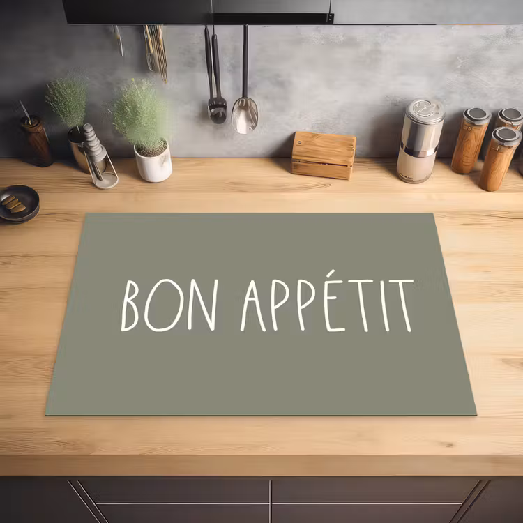 Spreuken - Bon appétit - Quotes - Eet smakelijk - Eten Inductie beschermer vinyl 3mm klein -sfeer5