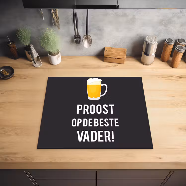 Spreuken - Proost op de beste vader - Quotes - Papa Inductie beschermer vinyl 3mm middel -sfeer5