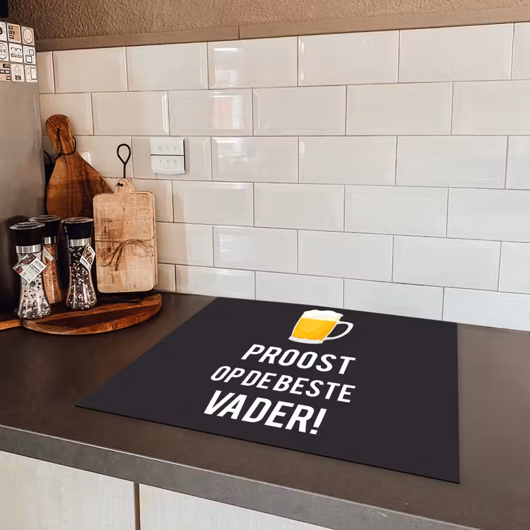 Spreuken - Proost op de beste vader - Quotes - Papa Inductie beschermer vinyl 3mm middel -sfeer3
