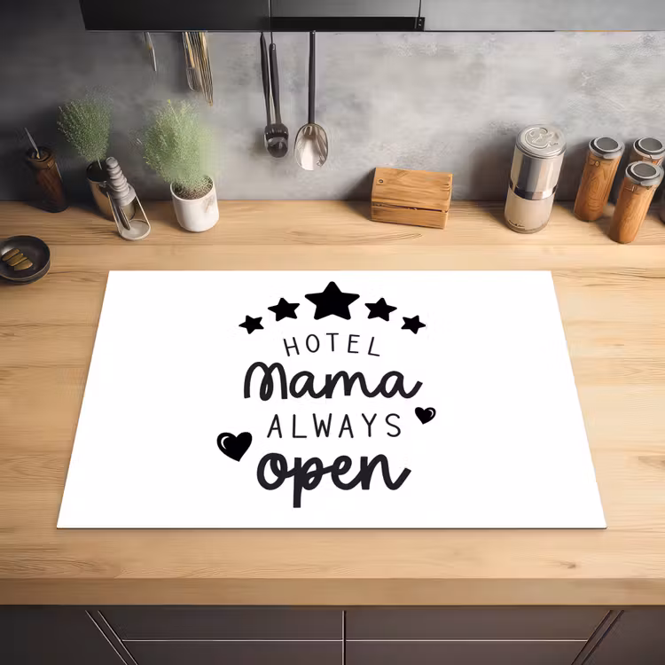 Spreuken - Hotel mama always open - Mama - Quotes Inductie beschermer vinyl 3mm klein -sfeer5