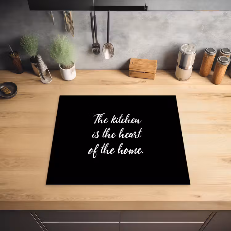 Spreuken - Koken - Thuis - The kitchen is the heart of the home - Quotes Inductie beschermer vinyl 3mm middel -sfeer5