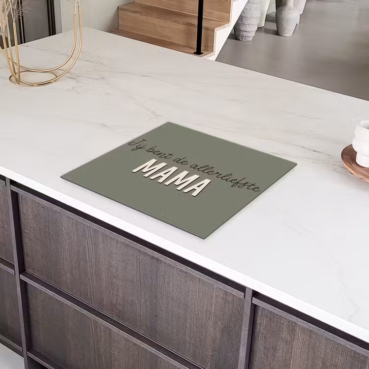 Spreuken - Quotes Jij bent de allerliefste Mama - Moederdag - Moeder cadeautje Inductie beschermer vinyl 3mm middel -sfeer8