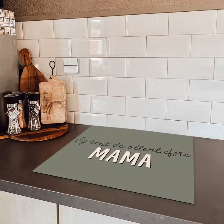 Spreuken - Quotes Jij bent de allerliefste Mama - Moederdag - Moeder cadeautje Inductie beschermer vinyl 3mm middel -sfeer3