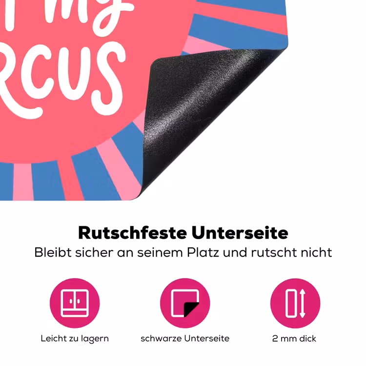 Spreuk - Grafisch - Abstract - Roze - Blauw Inductie beschermer vinyl 3mm middel -zzzzzzz-lf-onderkant