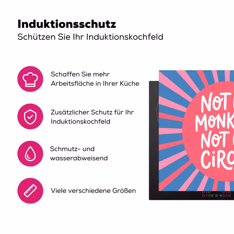 Spreuk - Grafisch - Abstract - Roze - Blauw Inductie beschermer vinyl 3mm middel -zzzzzzz-lf-ups