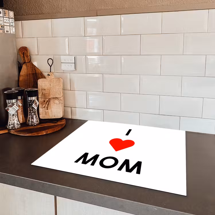 Spreuken - Quotes I Love Mom - Moederdag - Mama - Mama cadeau Inductie beschermer vinyl 3mm middel -sfeer3