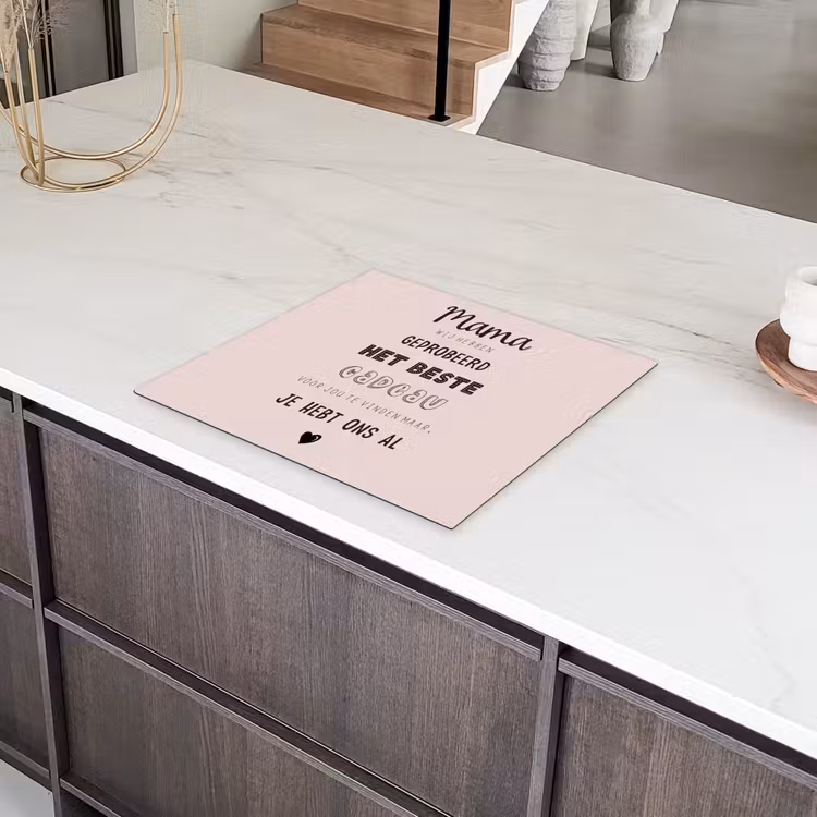 Spreuken - Quotes Mama Je Hebt Ons Al - Moederdag cadeau voor mama - Roze Inductie beschermer vinyl 3mm middel -sfeer8