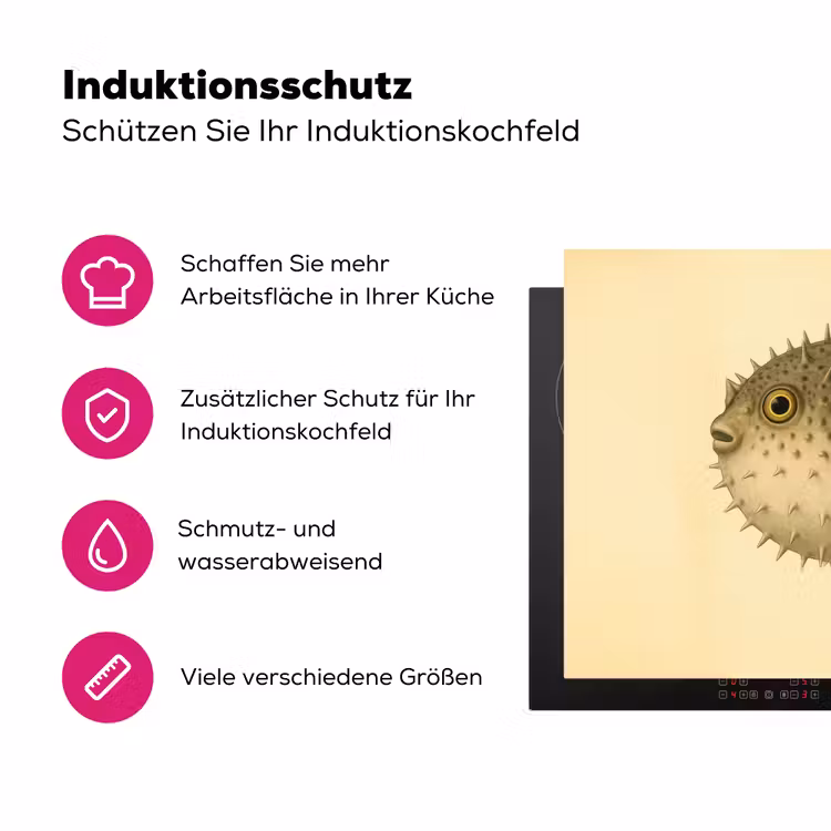 Stekels - Vis - Opgeblazen - Bruin Inductie beschermer vinyl 3mm klein -zzzzzzz-lf-ups