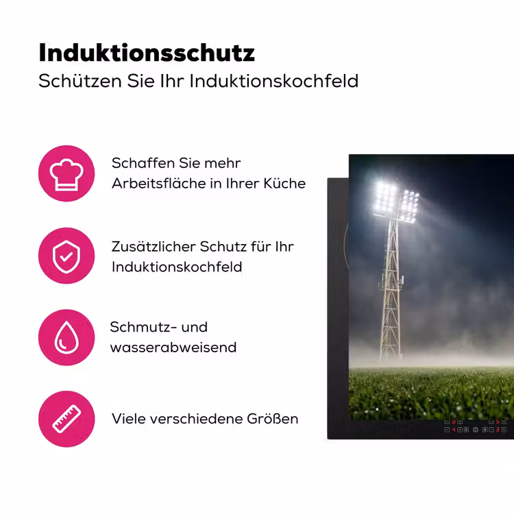 Stadion - Lichtmast - Sport - Nacht Inductie beschermer vinyl 3mm klein -zzzzzzz-lf-ups