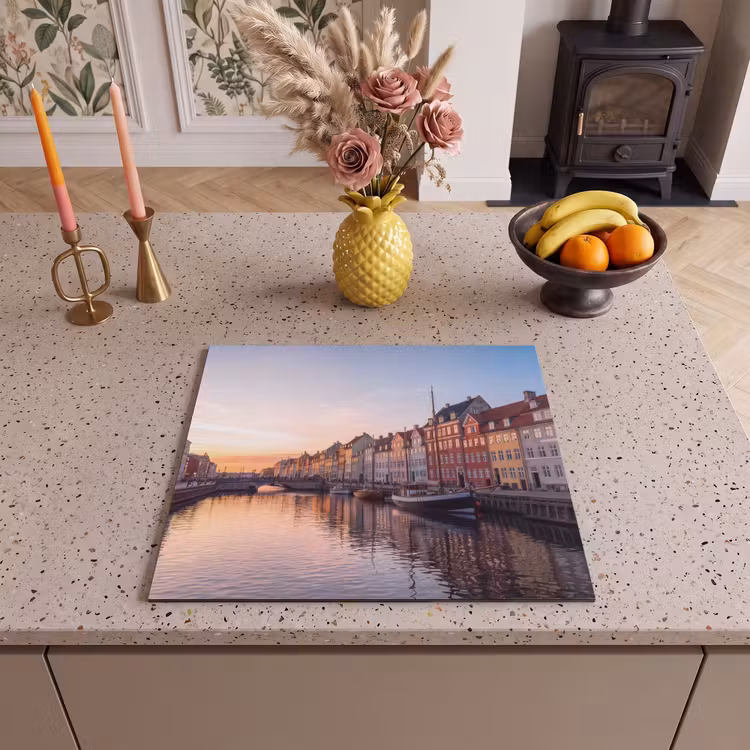 Stad - Gracht - Zonsondergang - Klassiek - Kleurrijk Inductie beschermer vinyl 3mm middel -sfeer3