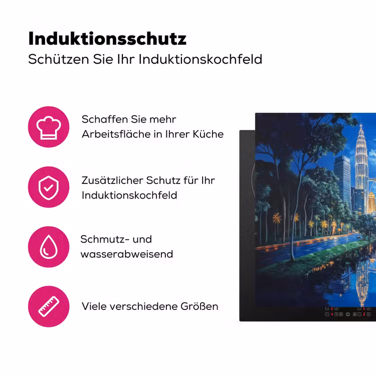 Stad Kuala Lumpur - Skyline - Wolkenkrabbers - Water Inductie beschermer vinyl 3mm klein -zzzzzzz-lf-ups