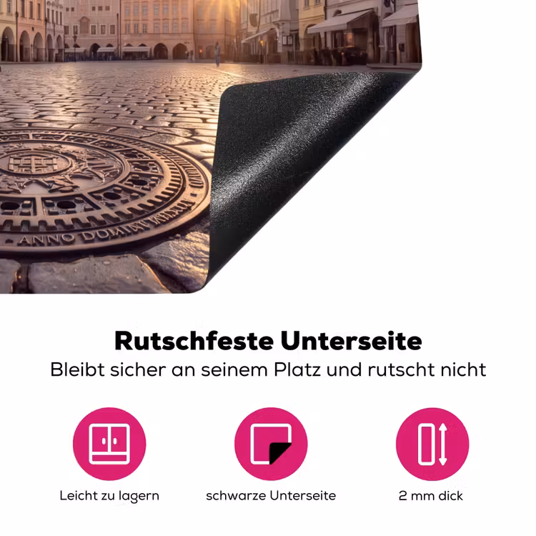 Stad - Praag - Ochtend - Architectuur - Goud Inductie beschermer vinyl 3mm middel -zzzzzzz-lf-onderkant