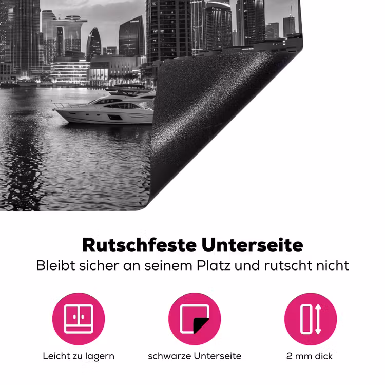 Stad - Skyline - Architectuur - Avond - Zwart-wit Inductie beschermer vinyl 3mm middel -zzzzzzz-lf-onderkant