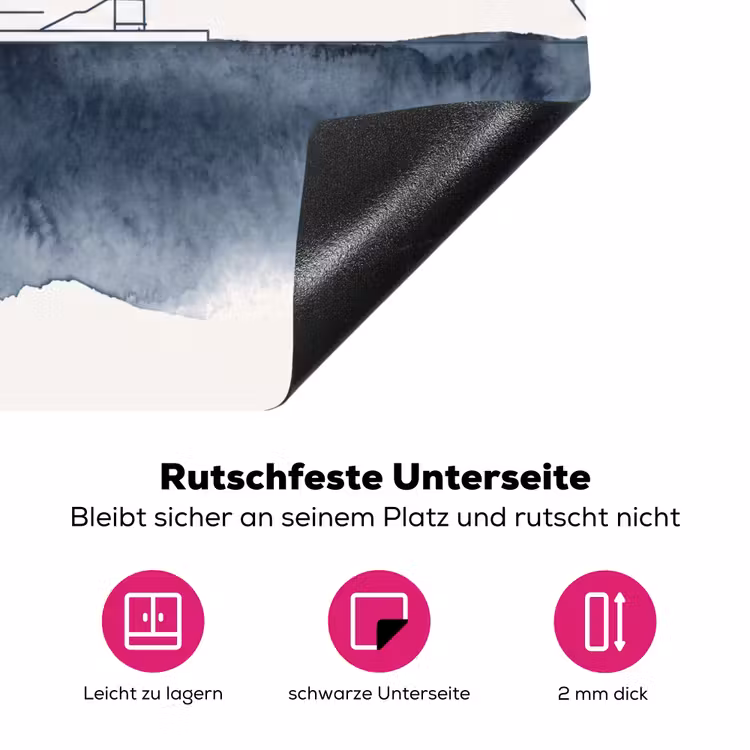 Stad - Skyline - Architectuur - Minimalistisch - Blauw Inductie beschermer vinyl 3mm middel -zzzzzzz-lf-onderkant