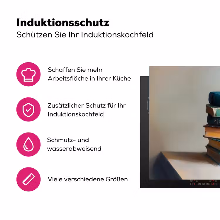 Stapel - Boeken - Groen - Daglicht Inductie beschermer vinyl 3mm klein -zzzzzzz-lf-ups