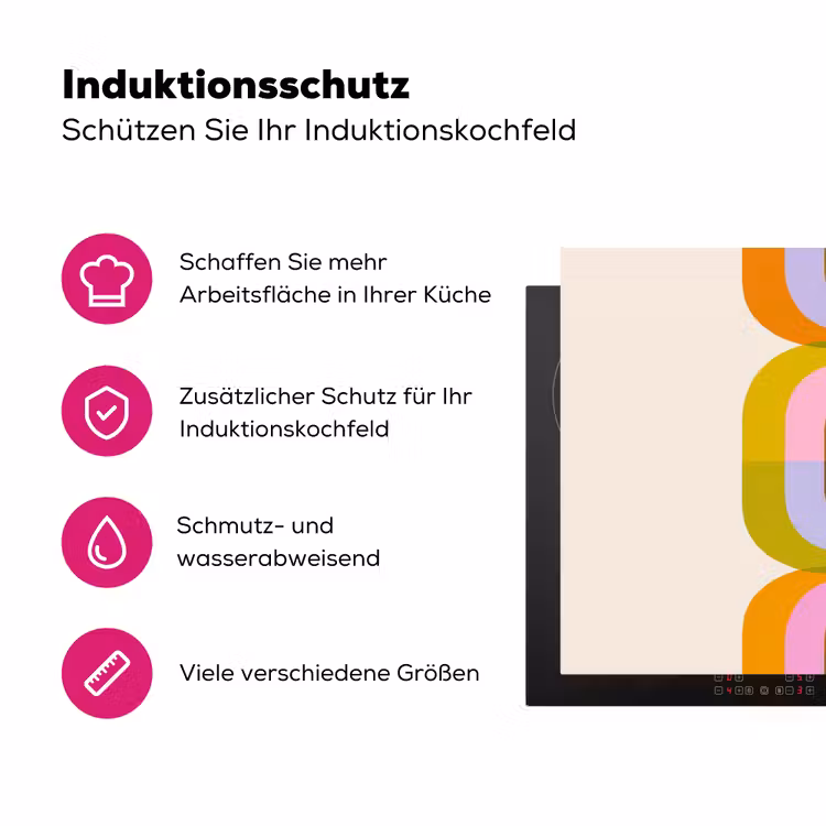Stapel - Vormen - Geblokt - Oranje Inductie beschermer vinyl 3mm klein -zzzzzzz-lf-ups