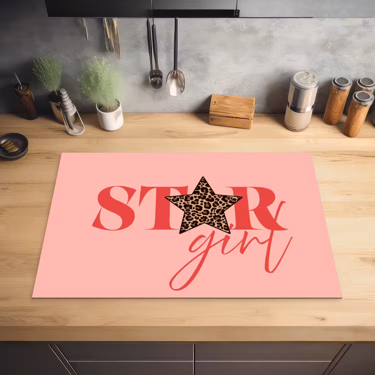 Star girl - Roze - Panter - Ster Inductie beschermer vinyl 3mm klein -sfeer5