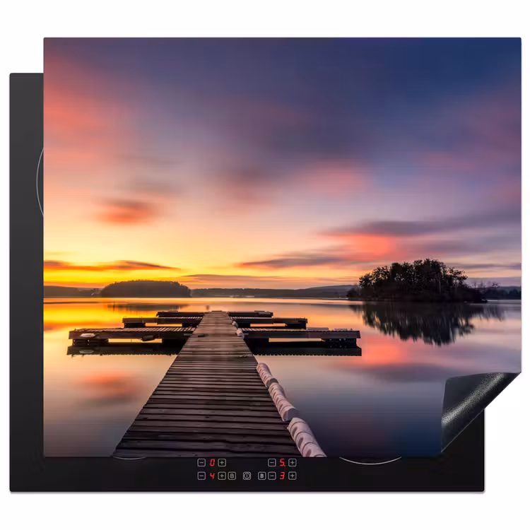 Steiger - Zonsondergang - Water - Zee - Reflectie Inductie beschermer vinyl 3mm middel -3d