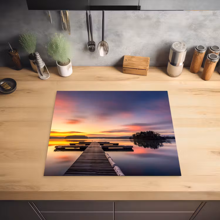 Steiger - Zonsondergang - Water - Zee - Reflectie Inductie beschermer vinyl 3mm middel -sfeer5
