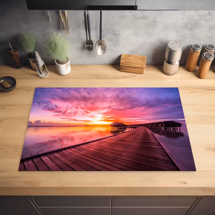 Steiger - Water - Zon - Roze - Horizon Inductie beschermer vinyl 3mm klein -sfeer5