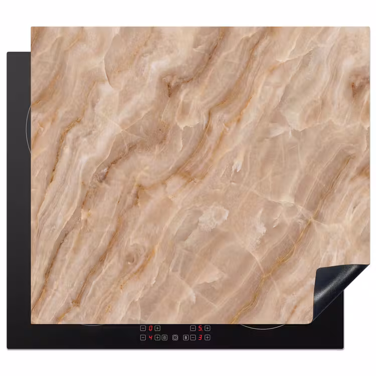 Steen - Ader - Natuur - Modern - Beige Inductie beschermer vinyl 3mm middel -3d