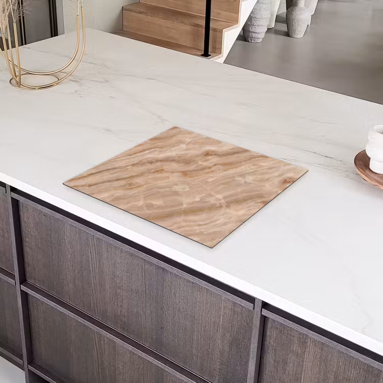 Steen - Ader - Natuur - Modern - Beige Inductie beschermer vinyl 3mm middel -sfeer8