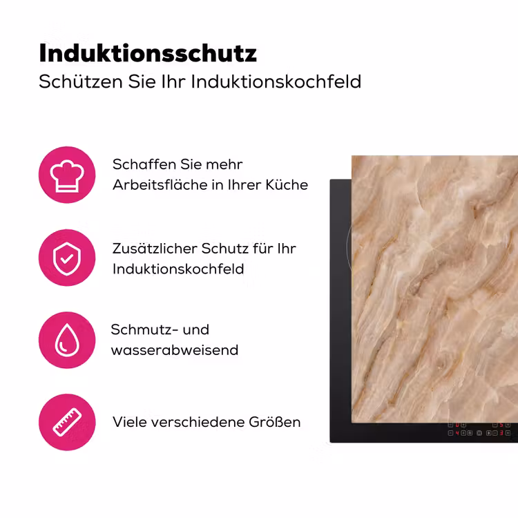 Steen - Ader - Natuur - Modern - Beige Inductie beschermer vinyl 3mm middel -zzzzzzz-lf-ups