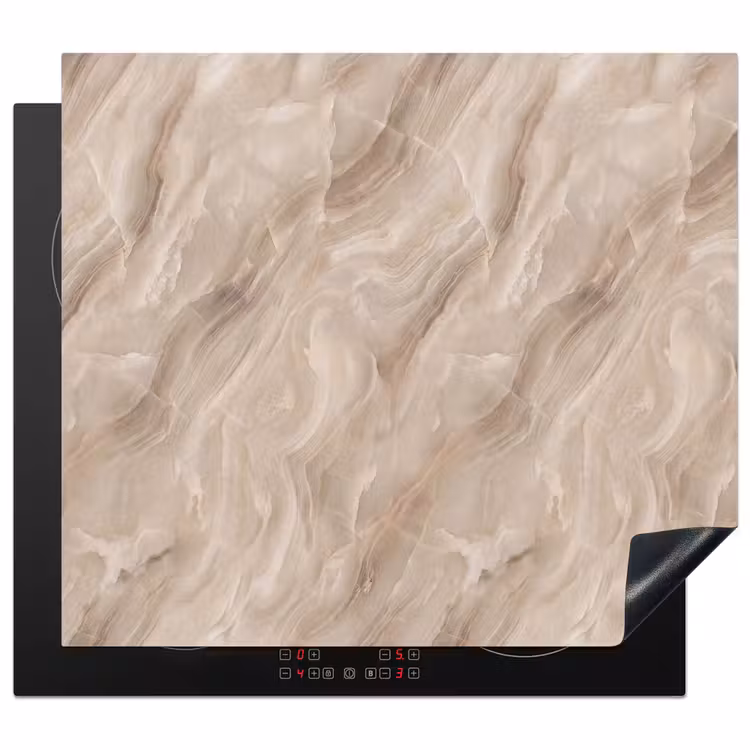 Steen - Golvend - Abstract - Beige Inductie beschermer vinyl 3mm middel -3d