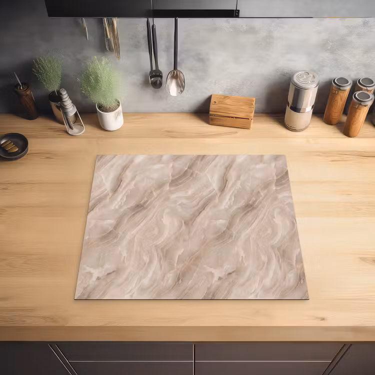 Steen - Golvend - Abstract - Beige Inductie beschermer vinyl 3mm middel -sfeer5